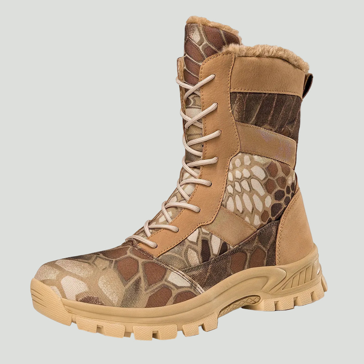 Camouflage High-Top-Wanderstiefel – atmungsaktiv, Schnürung