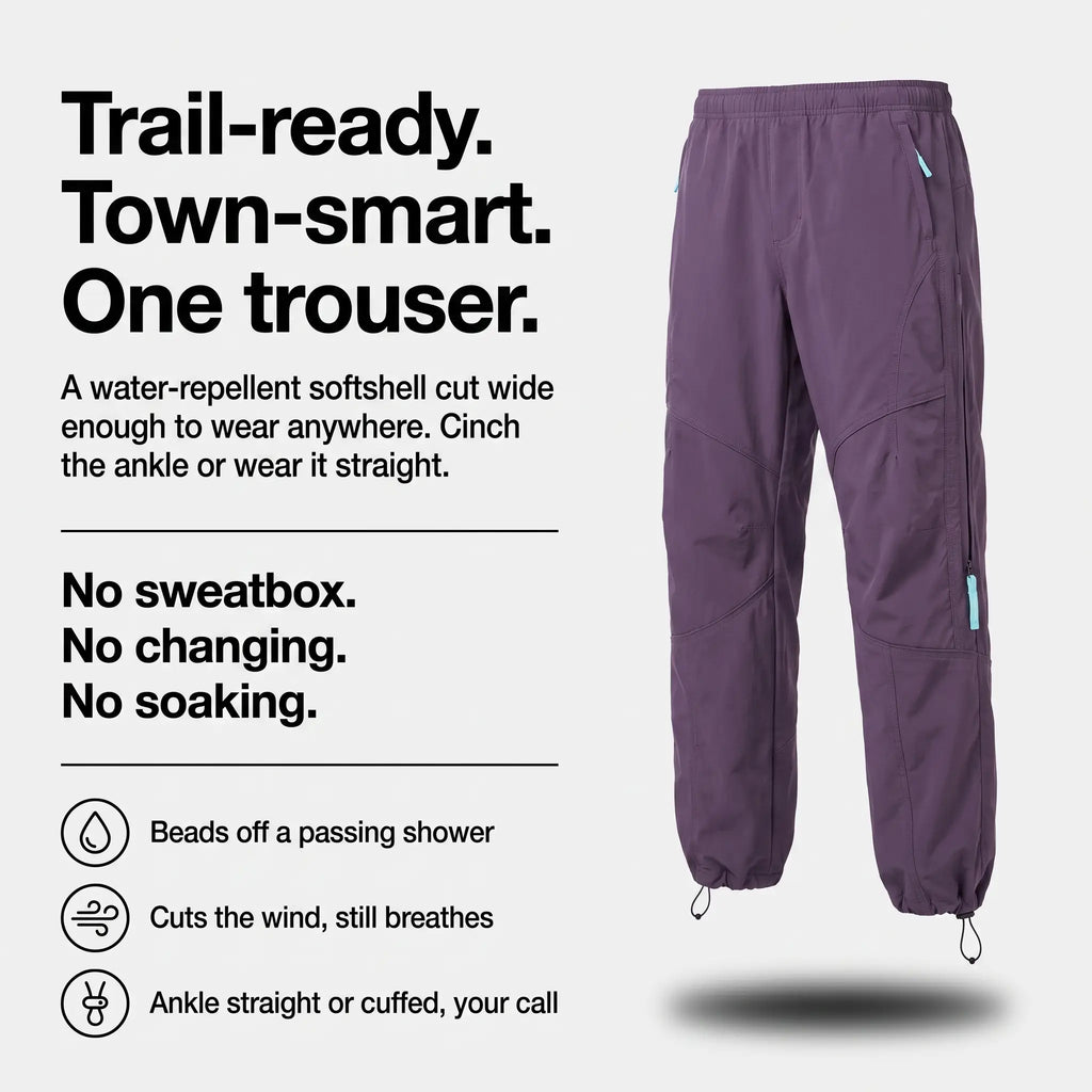 Wanderhose weites Bein – wasserabweisende Softshell-Gehhose