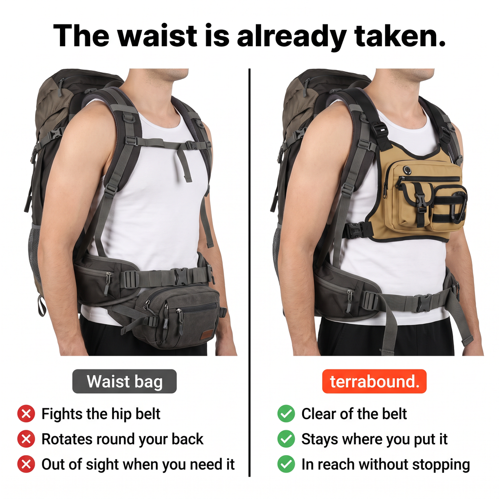 Herren Brusttasche – Multifunktions-Chest-Rig zum Wandern und Gassigehen
