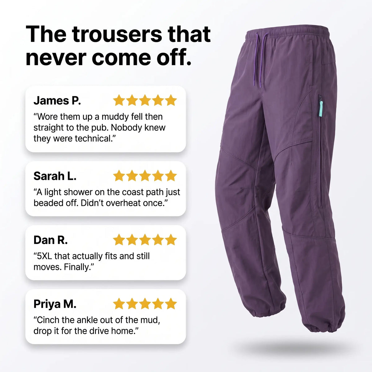 Wanderhose weites Bein – wasserabweisende Softshell-Gehhose
