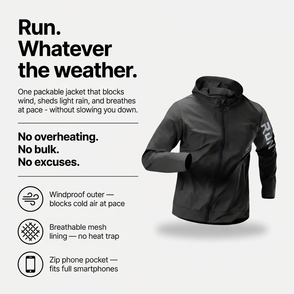 Herren Laufjacke leicht – packbar, winddicht, wasserabweisend