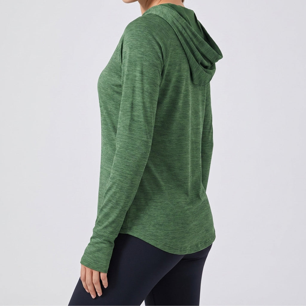 Damen Sonnenhoodie mittelschwer – UPF 50+ UV-Schutzoberteil mit Kapuze