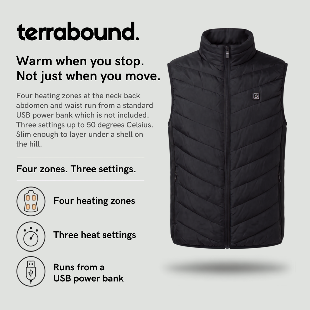 Heizweste USB-betrieben – Bodywarmer mit vier Heizzonen zum Wandern