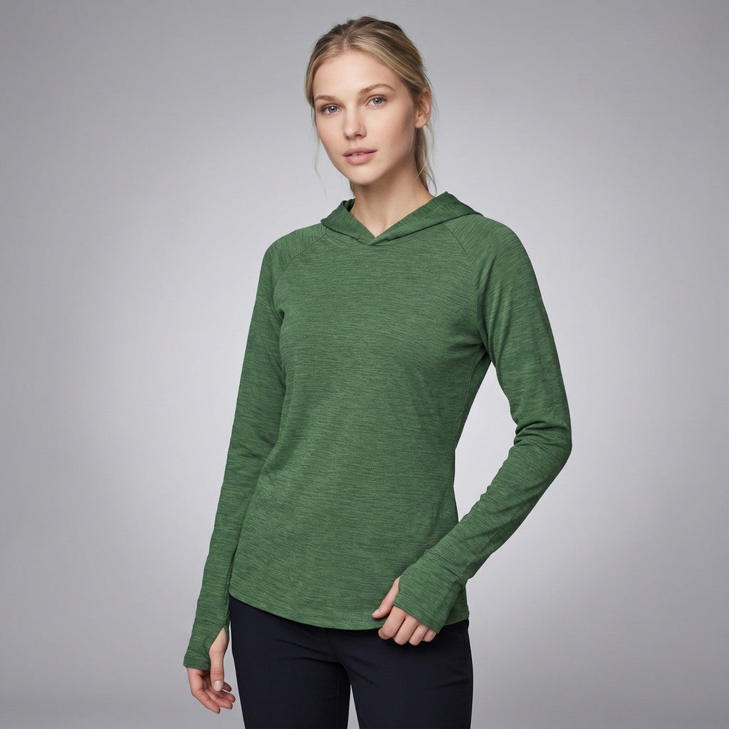 Damen Sonnenhoodie mittelschwer – UPF 50+ UV-Schutzoberteil mit Kapuze