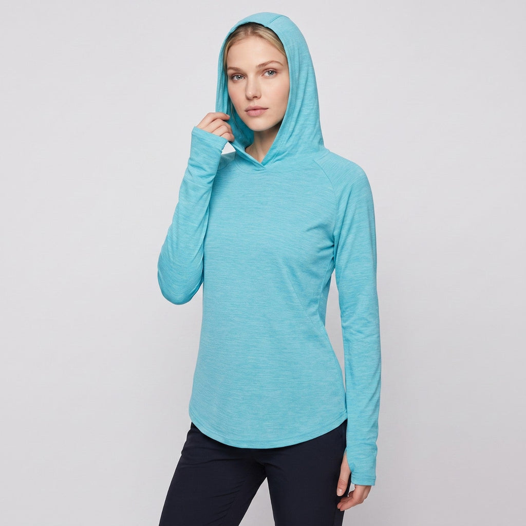Damen Sonnenhoodie mittelschwer – UPF 50+ UV-Schutzoberteil mit Kapuze