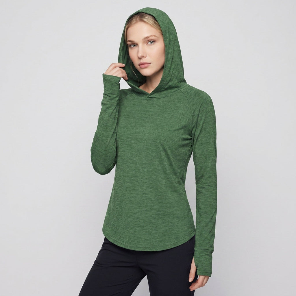 Damen Sonnenhoodie mittelschwer – UPF 50+ UV-Schutzoberteil mit Kapuze