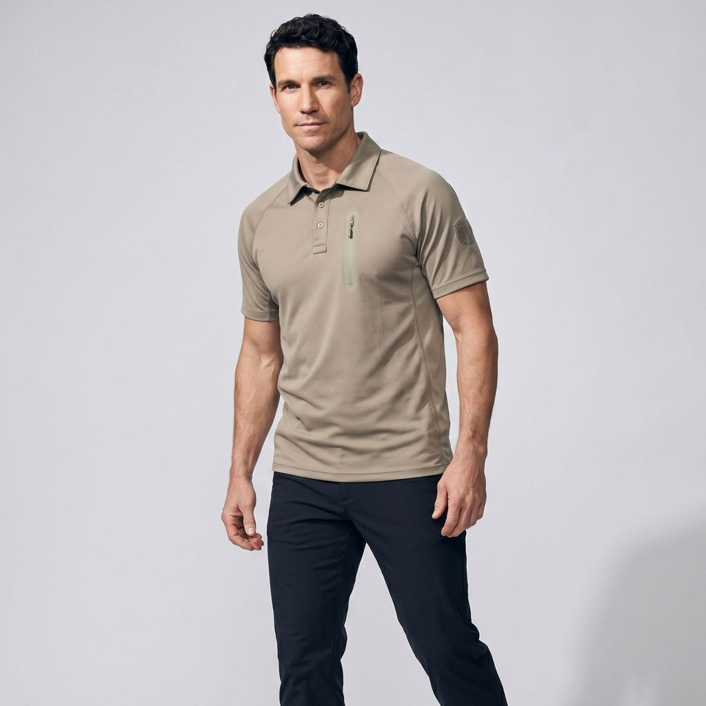 Herren Schnelltrocken-Poloshirt – Reißverschlusstasche, Outdoor