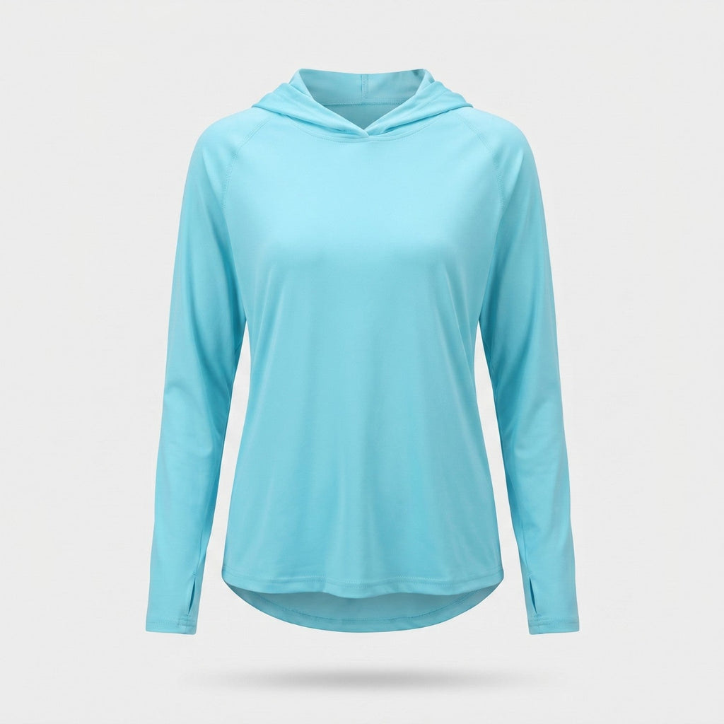 Damen Sonnenhoodie leicht – UPF 50+ UV-Schutzoberteil mit Kapuze