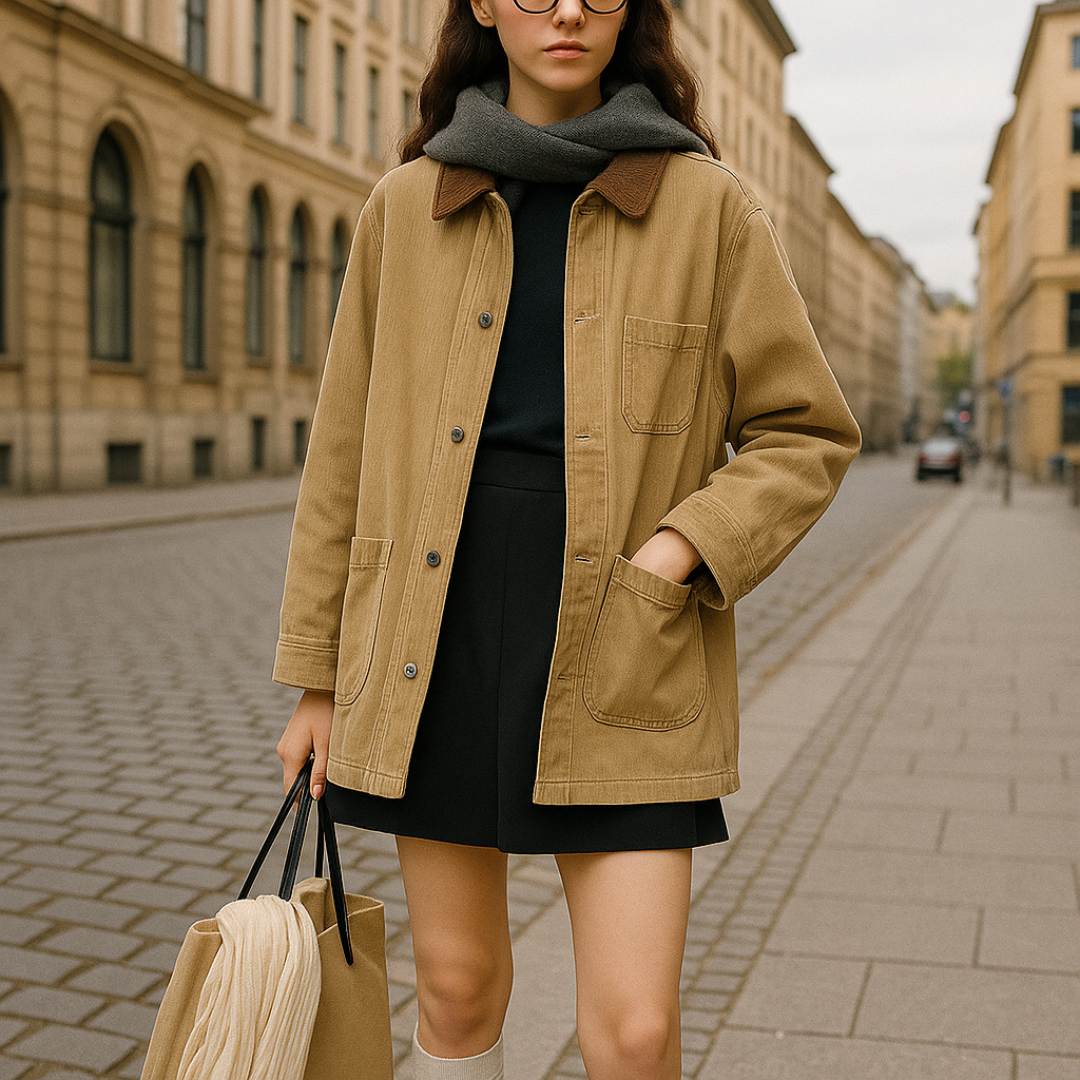 Jacke aus Denim mit Kontrastkragen & Taschen – Urban Heritage