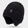Herren Beanie mit Ohrenklappen – Fleece gefüttert, wollig, winterfest