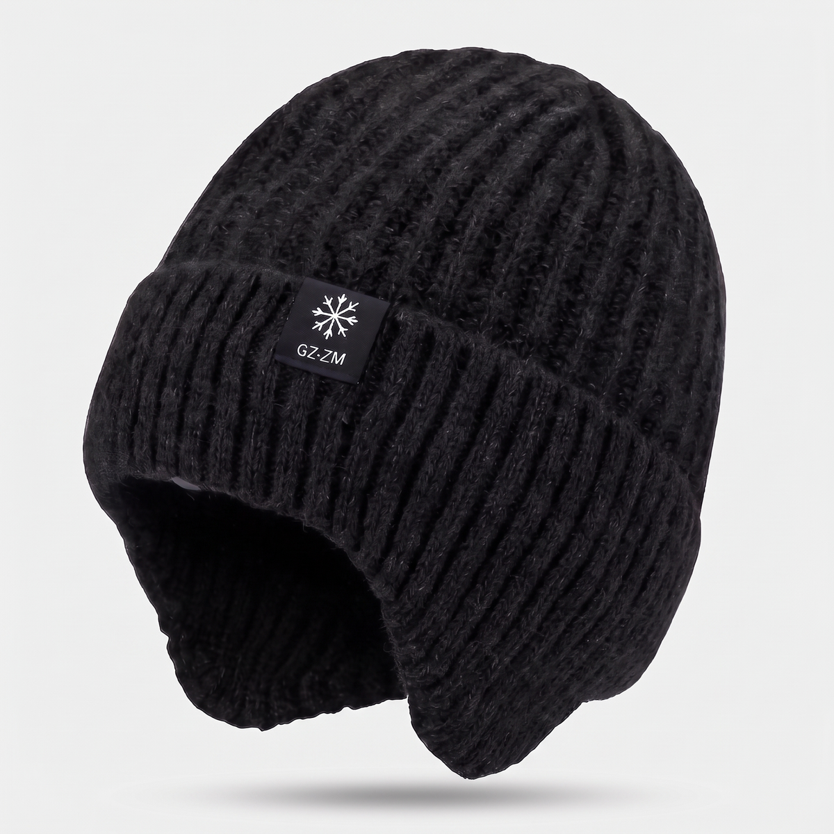 Herren Beanie mit Ohrenklappen – Fleece gefüttert, wollig, winterfest