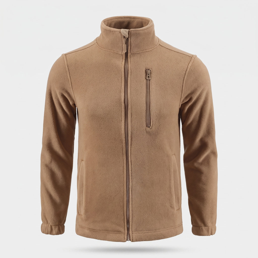 Herren Camo-Fleecejacke – durchgehender Reißverschluss, Stehkragen
