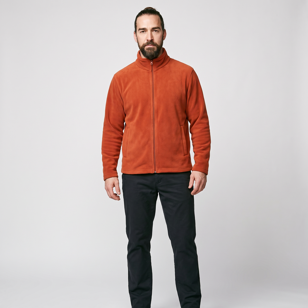 Herren Fleecejacke mit durchgehendem Reißverschluss – entspannte Passform