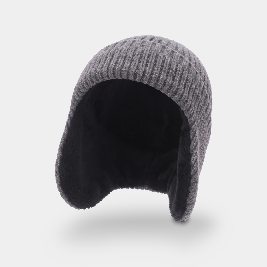 Herren Beanie mit Ohrenklappen – Fleece gefüttert, wollig, winterfest