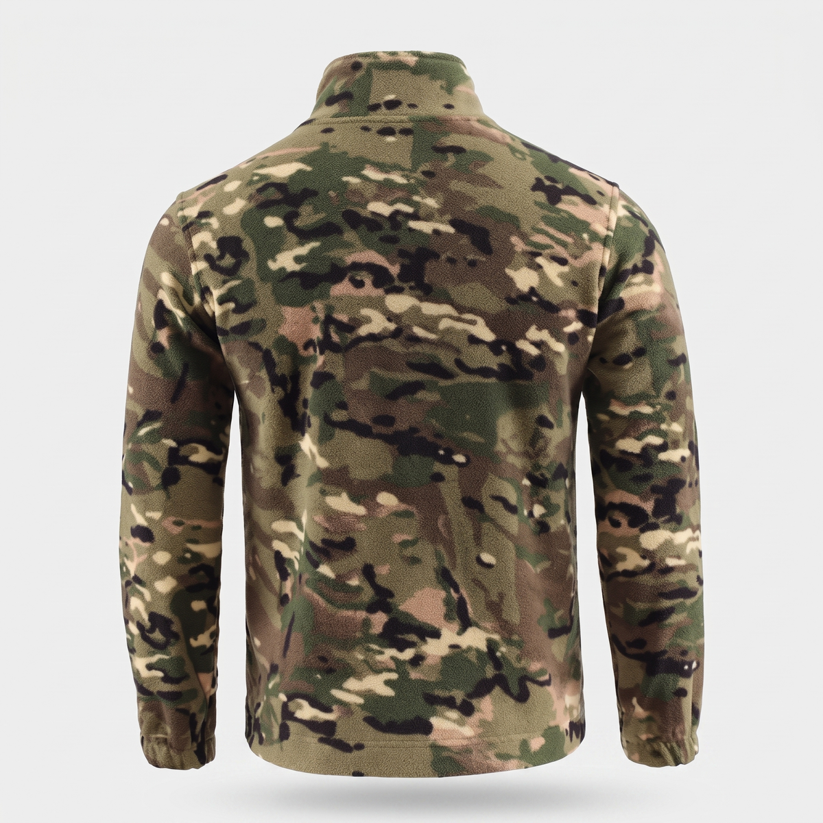 Herren Camo-Fleecejacke – durchgehender Reißverschluss, Stehkragen