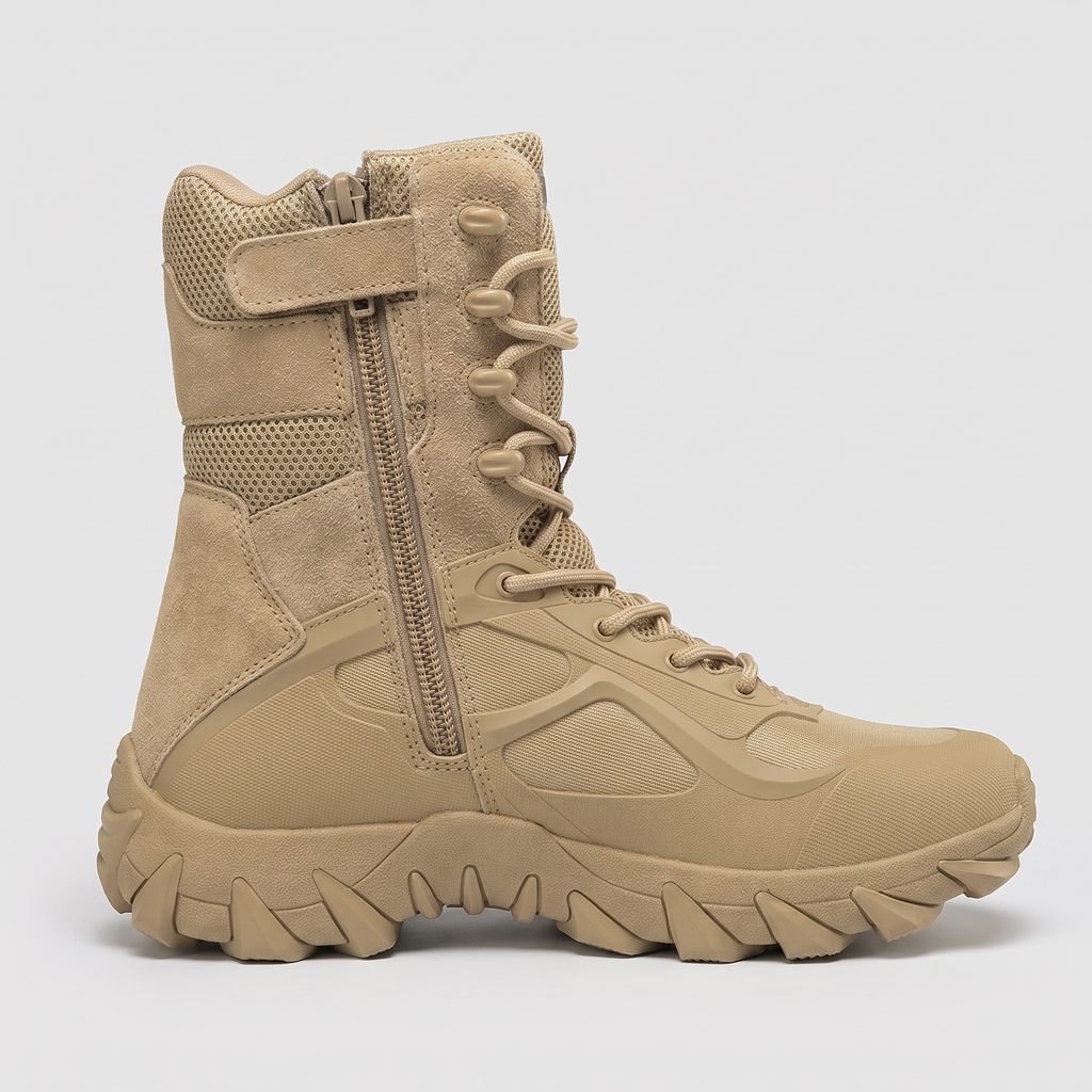 Herren Wanderstiefel mit Seitenreißverschluss – Schnür-Wanderschuhe mit Profilsohle