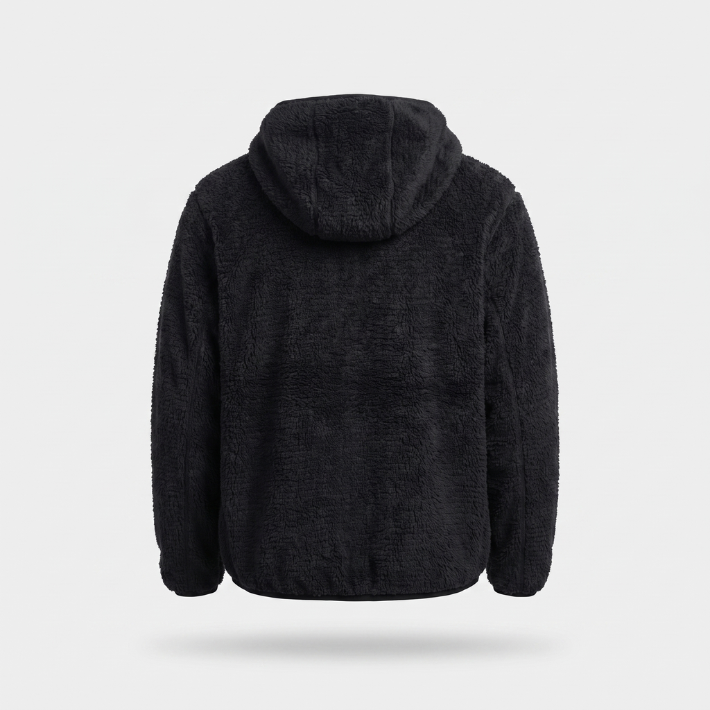 Fleece-Hoodie – Sherpa-Pullover mit Kapuze und Reißverschlusstasche