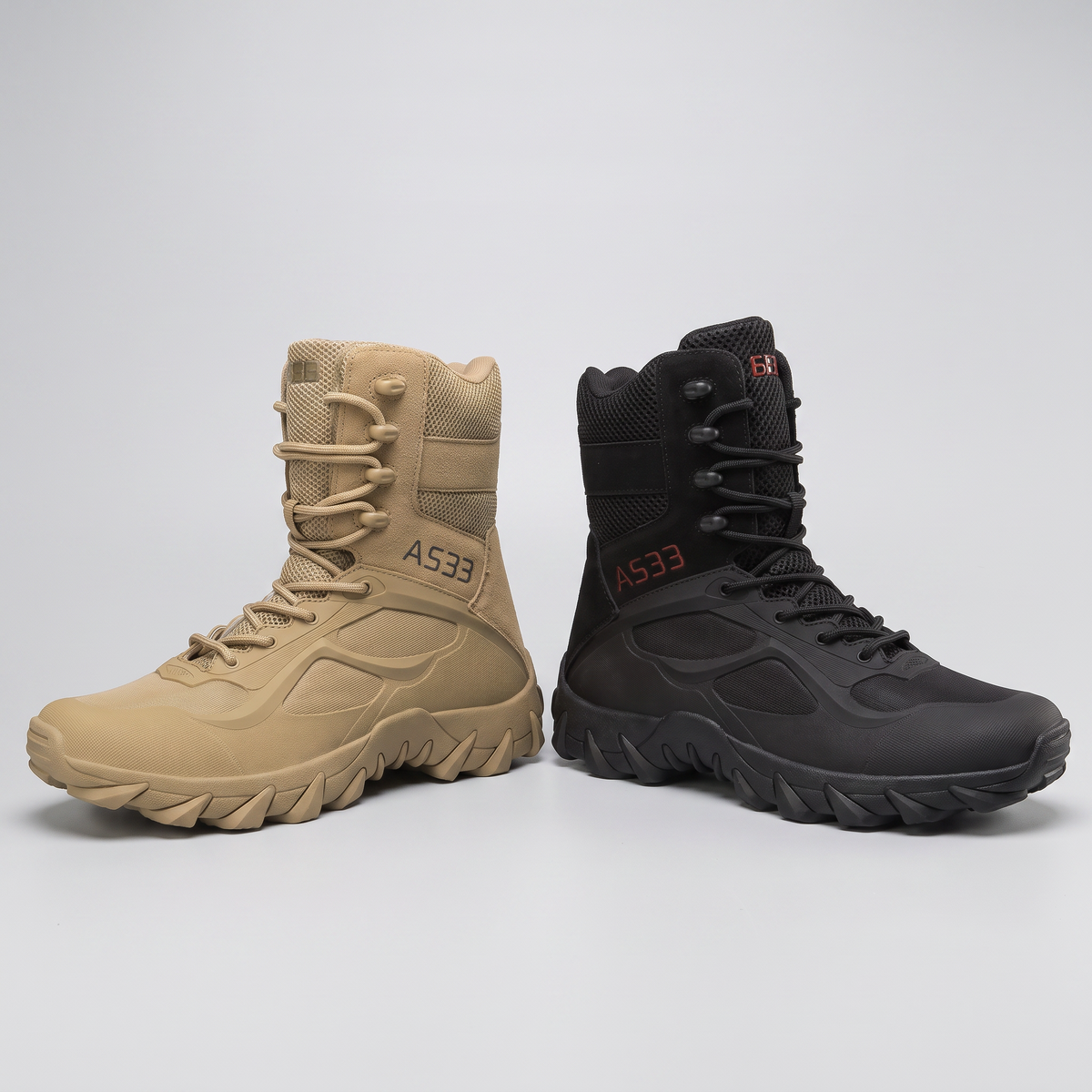 Herren Wanderstiefel mit Seitenreißverschluss – Schnür-Wanderschuhe mit Profilsohle