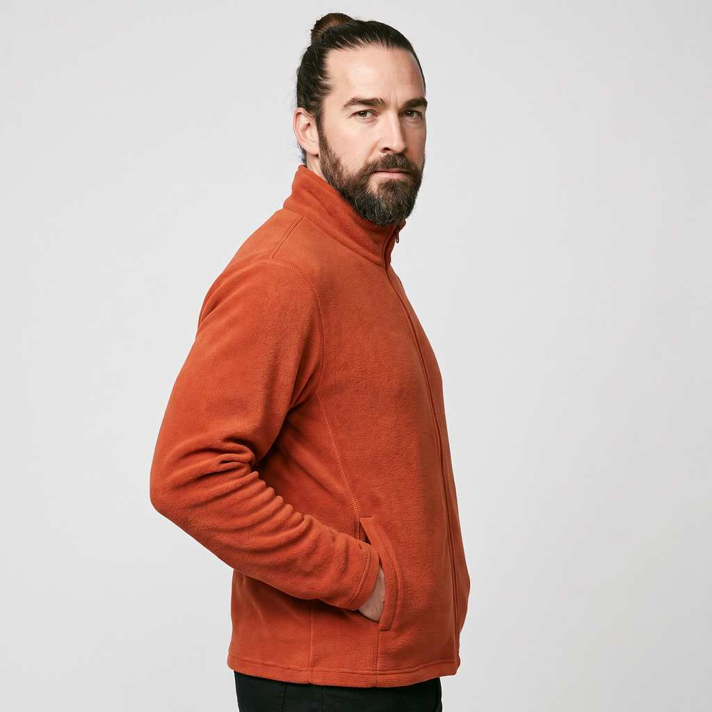 Herren Fleecejacke mit durchgehendem Reißverschluss – entspannte Passform