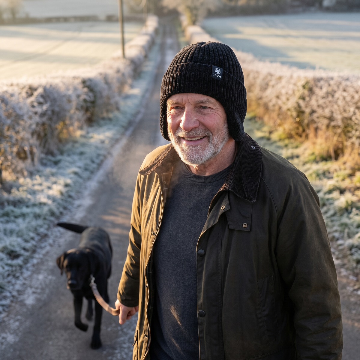 Herren Beanie mit Ohrenklappen – Fleece gefüttert, wollig, winterfest