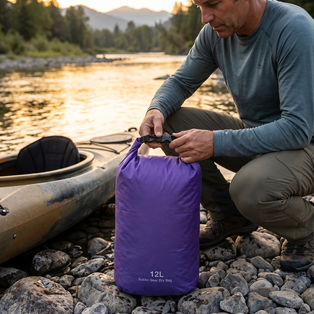 Wasserdichtes Packsack-Set – Rolltop-Trockensäcke für Kajak und Camping