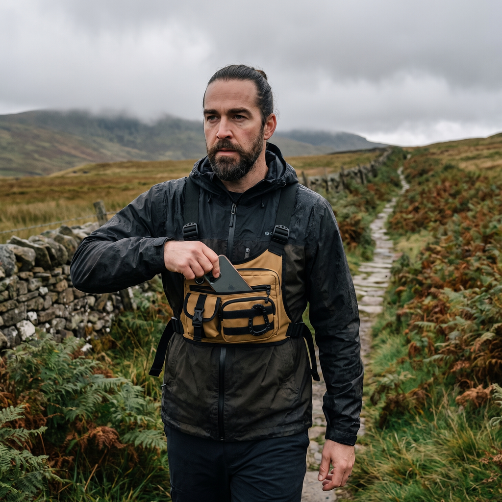 Herren Brusttasche – Multifunktions-Chest-Rig zum Wandern und Gassigehen
