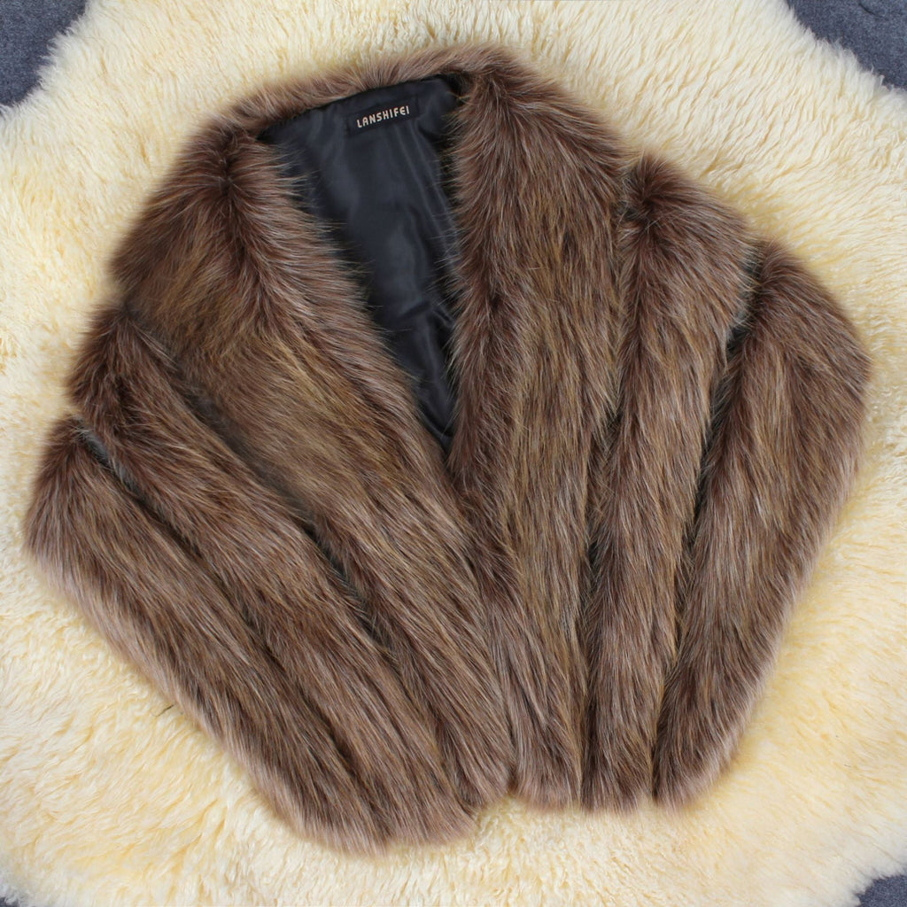 Damen Eleganter Kunstpelz-Cape Clinbands
