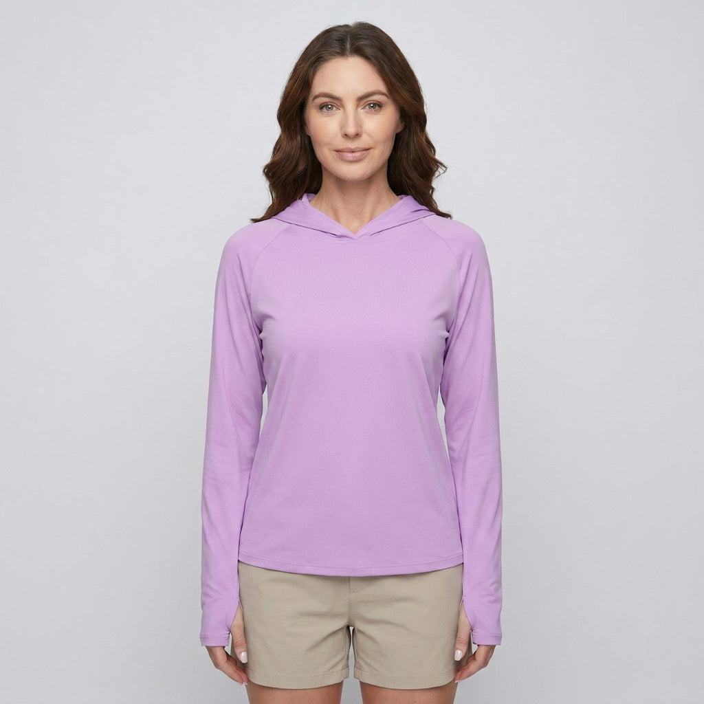 Damen Sonnenhoodie leicht – UPF 50+ UV-Schutzoberteil mit Kapuze