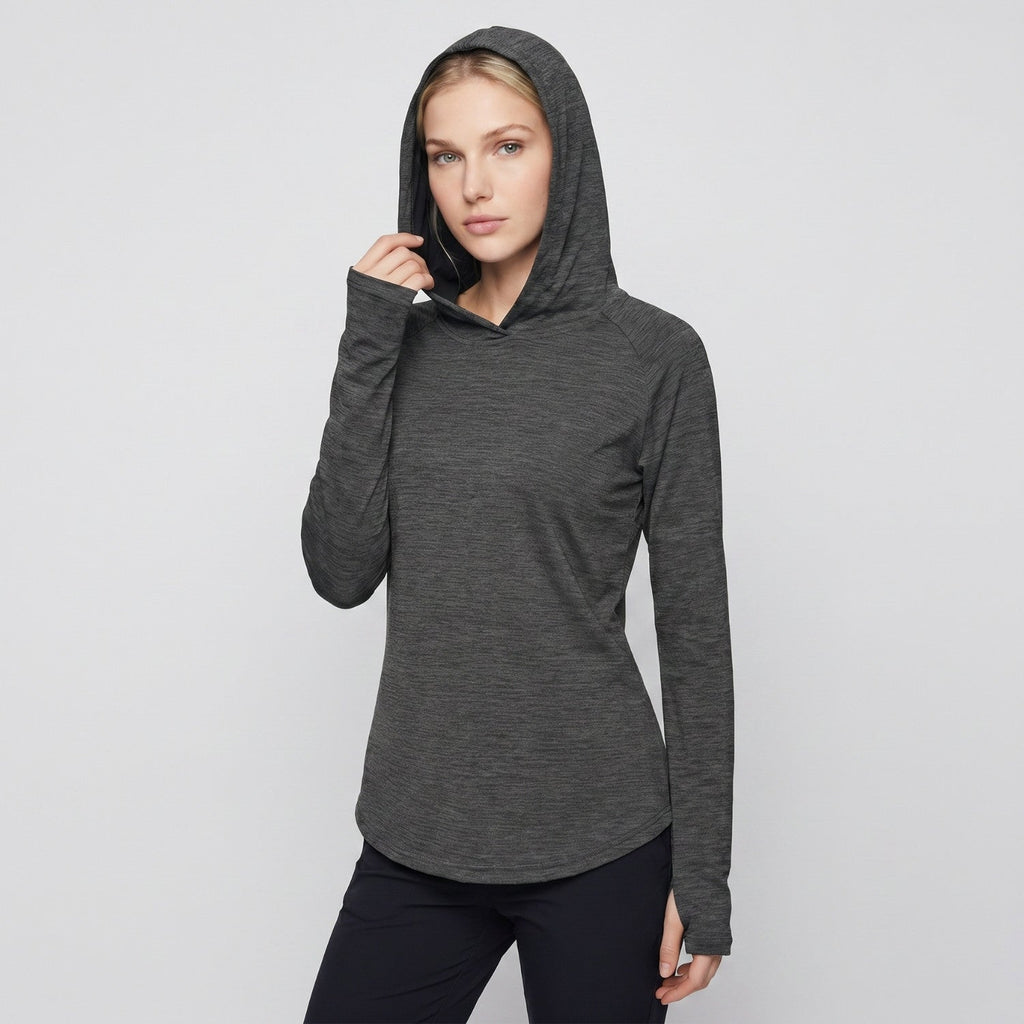 Damen Sonnenhoodie mittelschwer – UPF 50+ UV-Schutzoberteil mit Kapuze