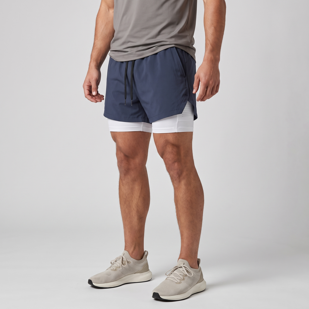 Herren Laufshorts 2-in-1 – mit Innenslip, Handytasche und Reißverschluss