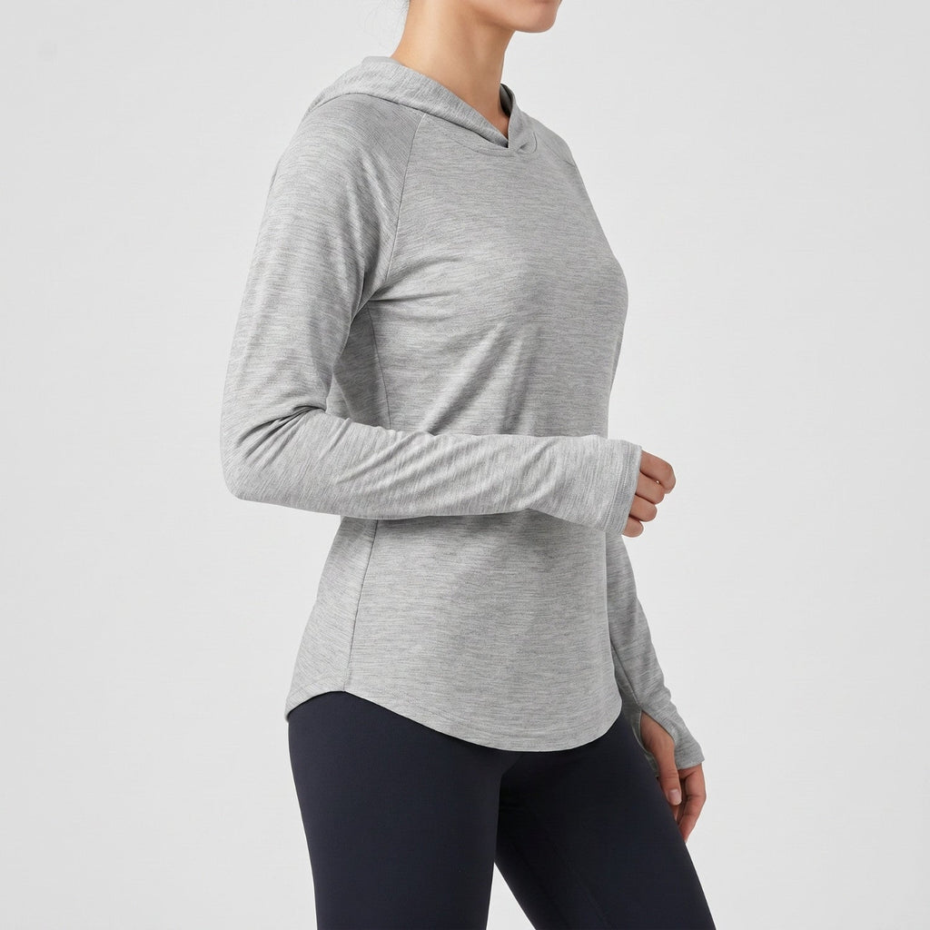 Damen Sonnenhoodie mittelschwer – UPF 50+ UV-Schutzoberteil mit Kapuze