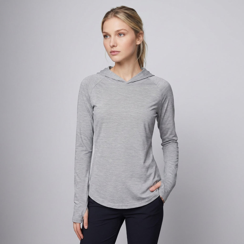 Damen Sonnenhoodie mittelschwer – UPF 50+ UV-Schutzoberteil mit Kapuze