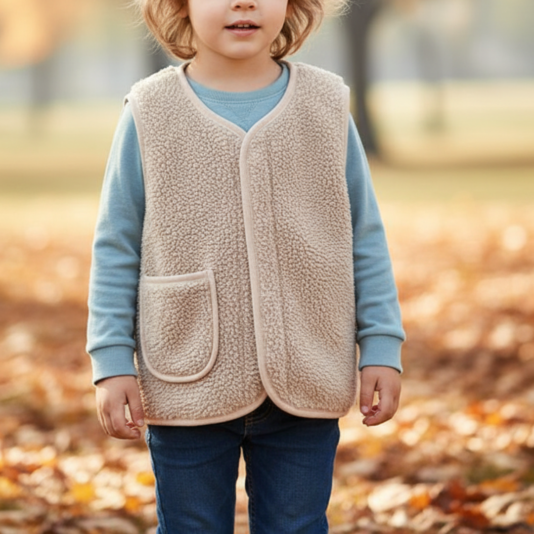 Weste für Kinder mit Reißverschluss & Tasche – CozyBear Vest