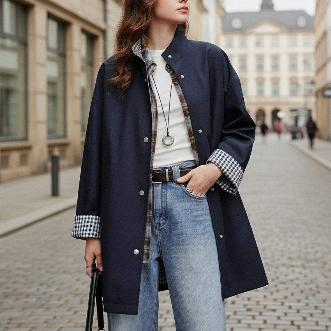 Wendbare Jacke aus Polyester mit Karoseite – UrbanEase Trench