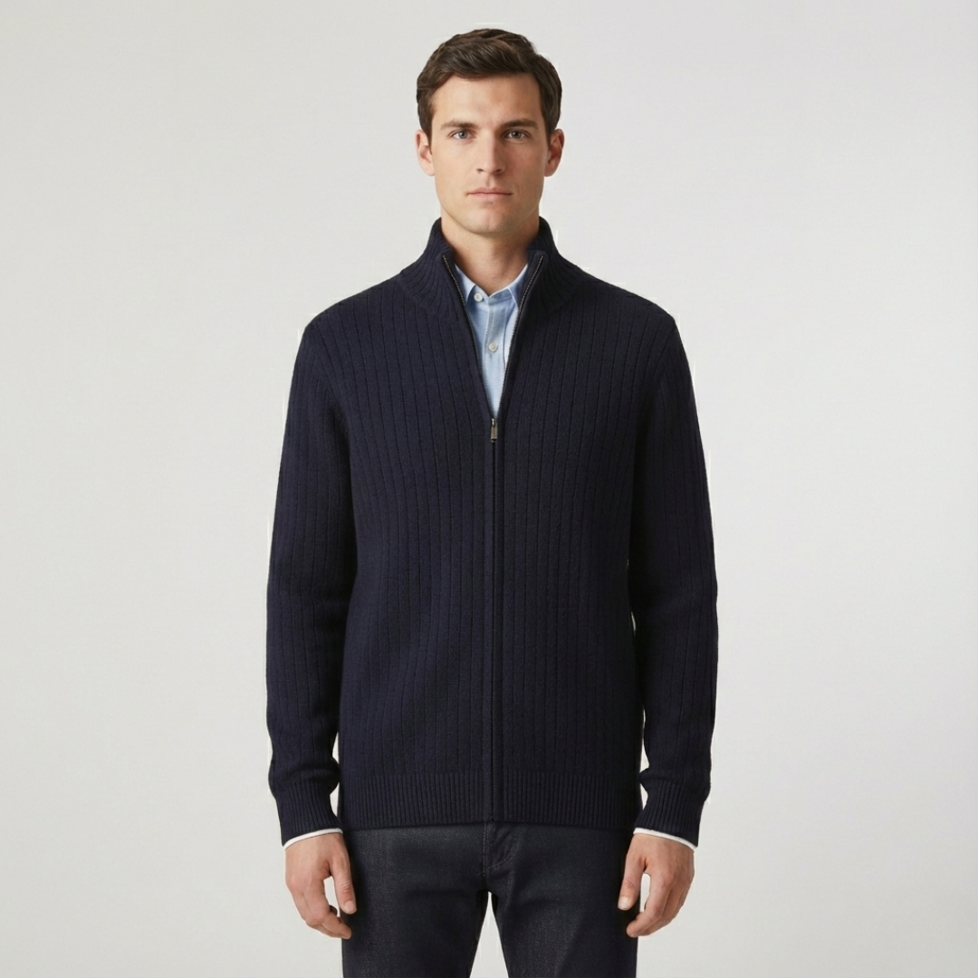 Merino-Strickjacke mit durchgehendem Reißverschluss