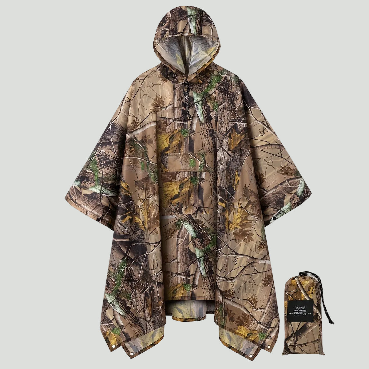 Camouflage-Regenponcho mit Kapuze – wasserabweisend