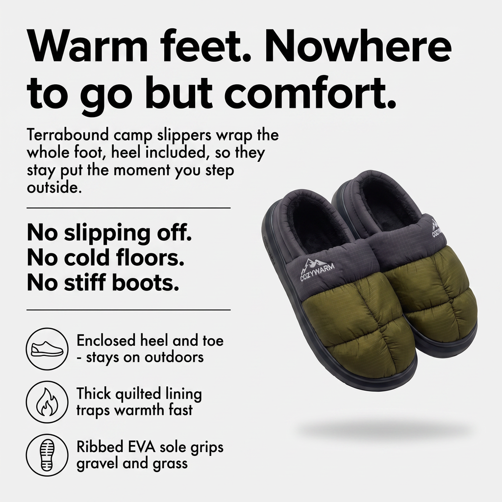Camp-Pantoffeln geschlossen – warme Fleece-gefütterte Outdoor-Hausschuhe