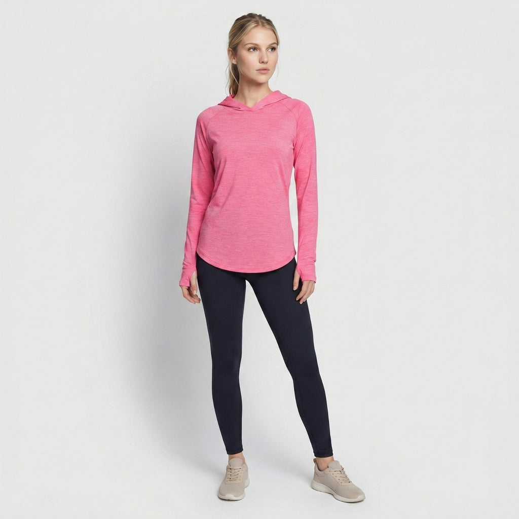 Damen Sonnenhoodie mittelschwer – UPF 50+ UV-Schutzoberteil mit Kapuze