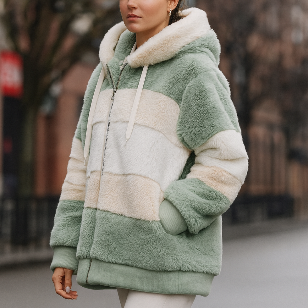 Fleecejacke mit Kapuze & Farbblock-Design – NordLuxe Hoodie