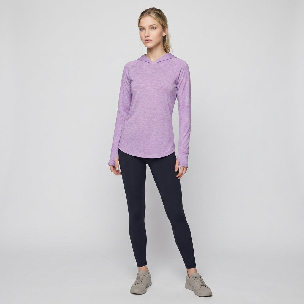 Damen Sonnenhoodie mittelschwer – UPF 50+ UV-Schutzoberteil mit Kapuze