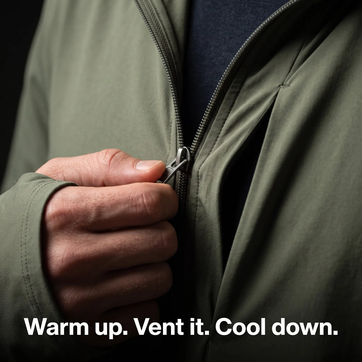 Herren Sonnenhoodie mit durchgehendem Reißverschluss – UPF 50+ belüftete Wander- und Angeljacke