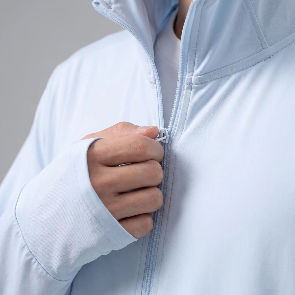 Herren Sonnenhoodie mit durchgehendem Reißverschluss – UPF 50+ belüftete Wander- und Angeljacke