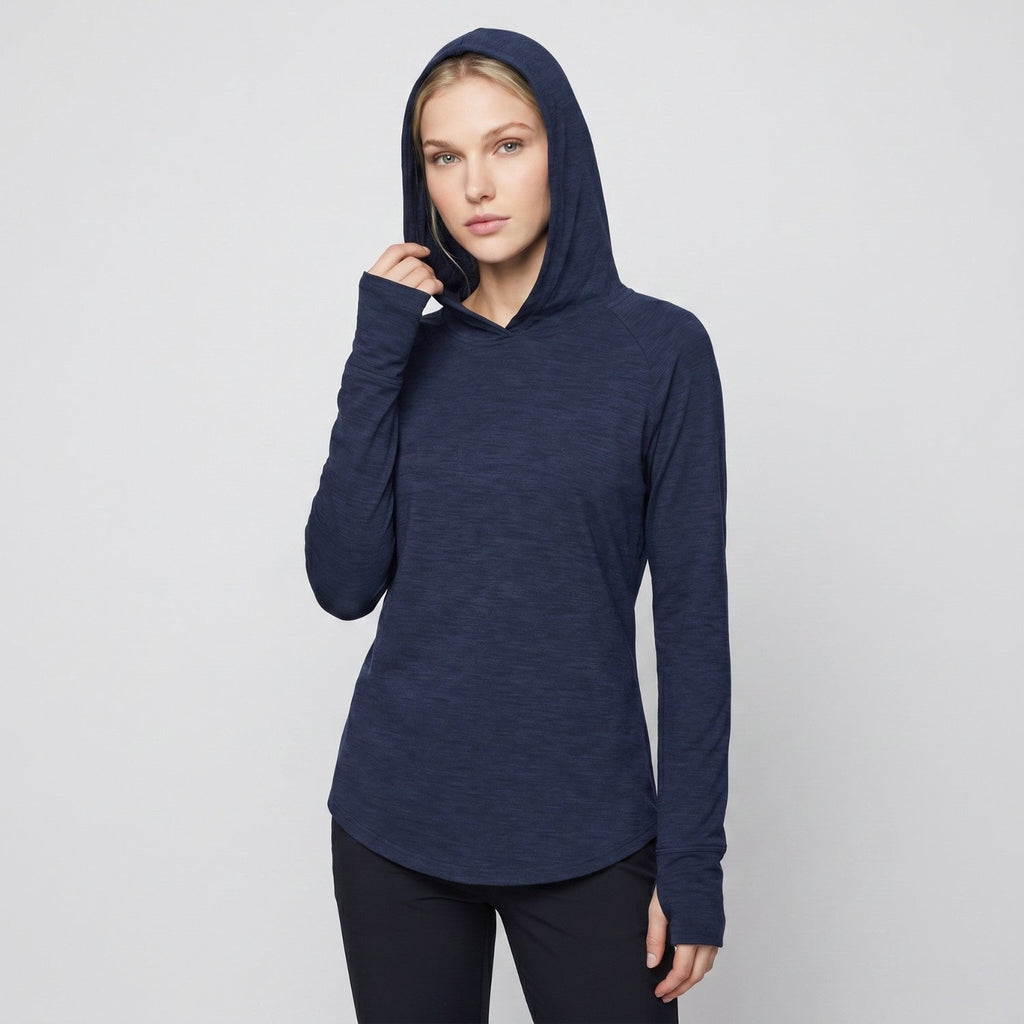Damen Sonnenhoodie mittelschwer – UPF 50+ UV-Schutzoberteil mit Kapuze