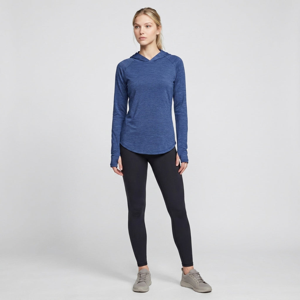 Damen Sonnenhoodie mittelschwer – UPF 50+ UV-Schutzoberteil mit Kapuze