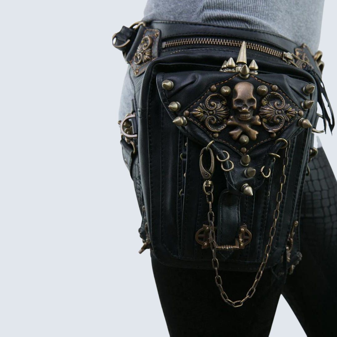 Clinbands - Gothic Gürteltasche mit Totenkopf-Verzierungen