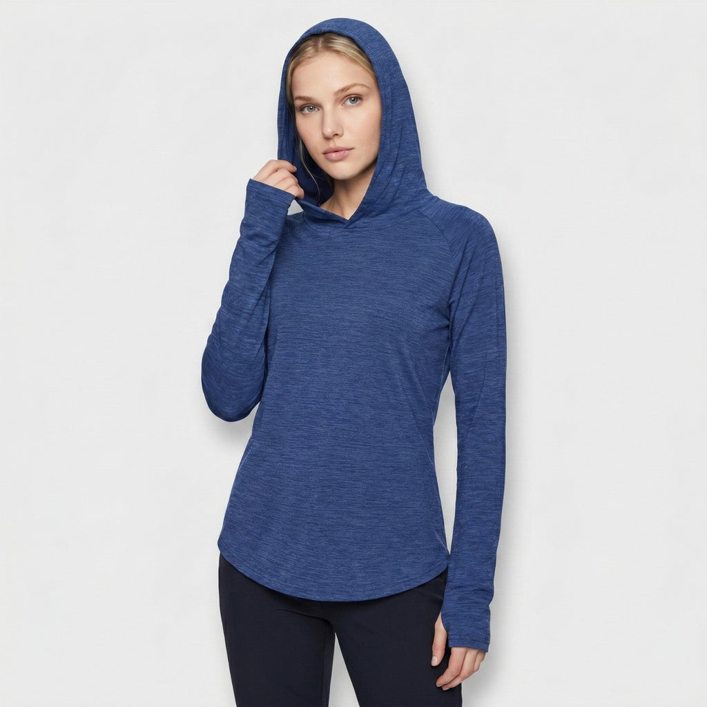 Damen Sonnenhoodie mittelschwer – UPF 50+ UV-Schutzoberteil mit Kapuze
