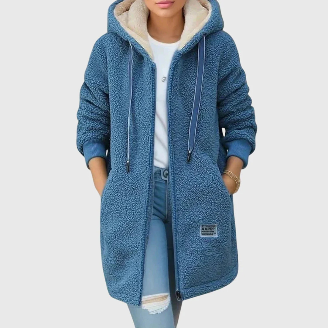 Damen Fleecejacke mit Kapuze & Taschen – CozyWarm Birgitta