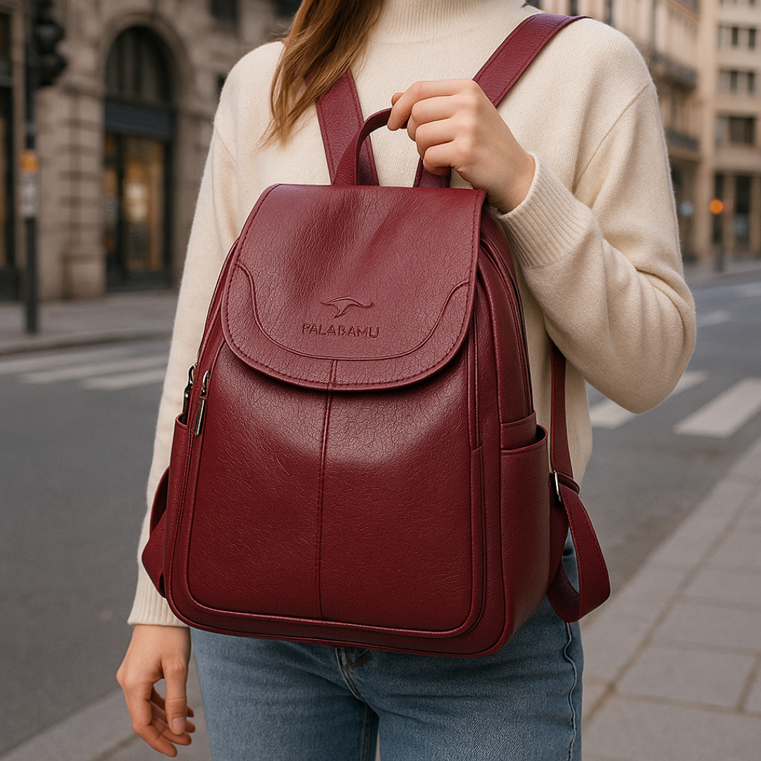 Veganem Leder Taschen Rucksack mit Anti-Diebstahl-Design für Damen – EleganceSafe Backpack