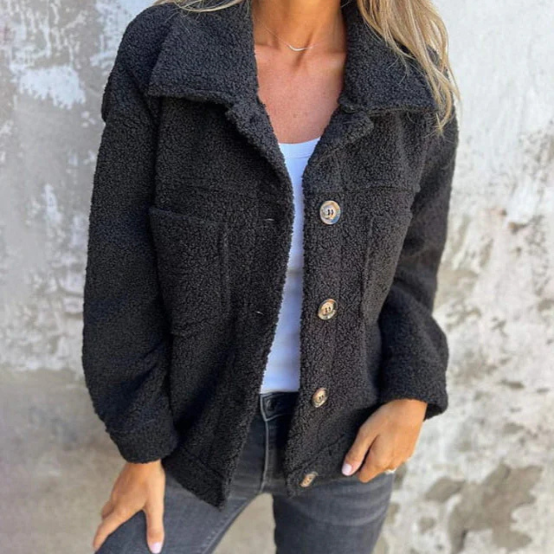 Teddyjacke Damen kurz & warm mit Reverskragen – CozySpring Jacket