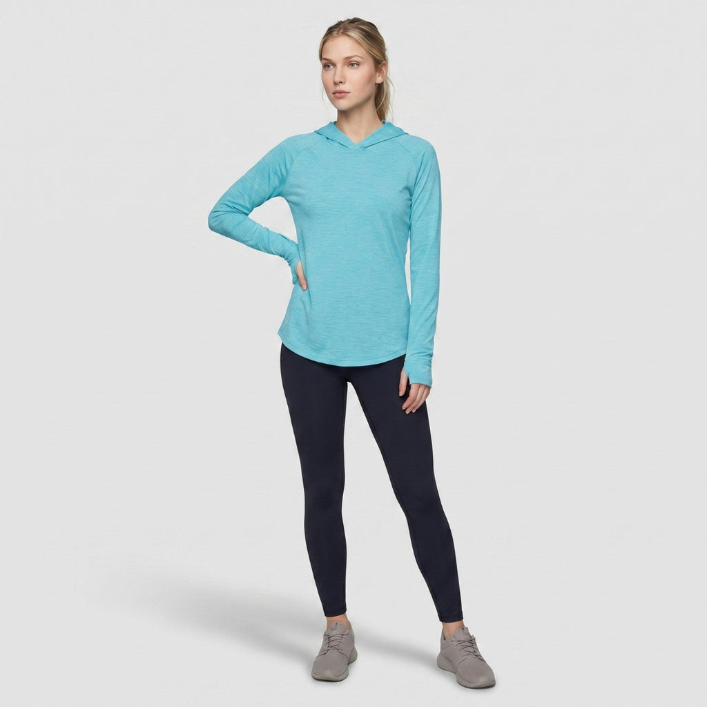 Damen Sonnenhoodie mittelschwer – UPF 50+ UV-Schutzoberteil mit Kapuze